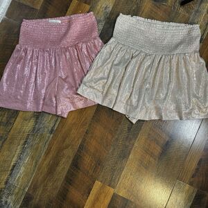 Pants Store Set Of 2 Swing Shorts Smocked Pink And Gold Shimmer NWT XS